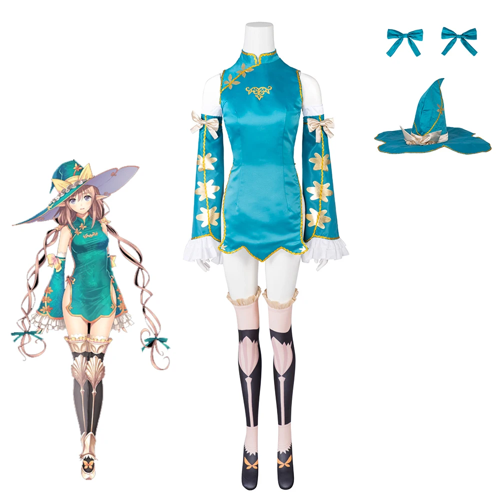 Костюм для косплея Shining Resonance Rinna Mayfield, женское синее платье со шляпой, аксессуар, карнавальный наряд на Хэллоуин
Костюм для косплея Shining Resonance Rinna Mayfield, женское синее платье со шляпой, аксессуар, карнавальный наряд на Хэллоуин