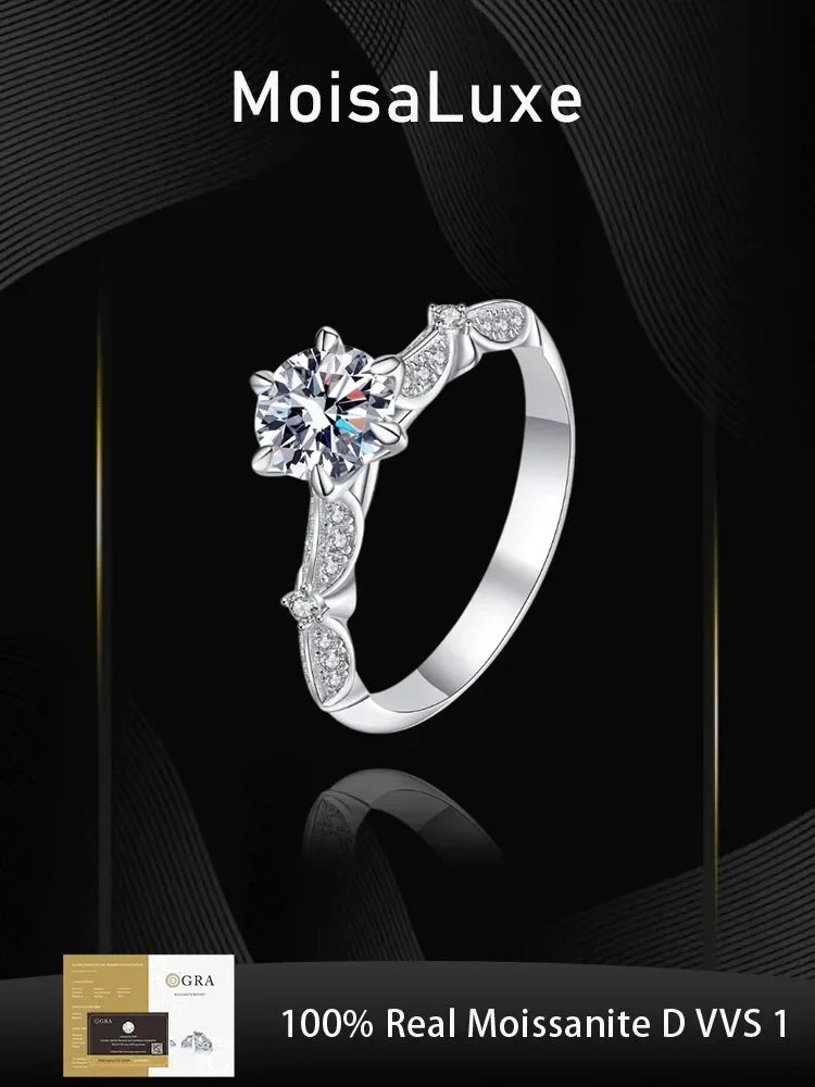 925 sterling silver moissanite ring 1CT VVS1 D-color women fashion luxury wedding temperament fine jewelry with GRA certificate
925 sterling silver moissanite ring 1CT VVS1 D-color women fashion luxury wedding temperament fine jewelry with GRA certificate