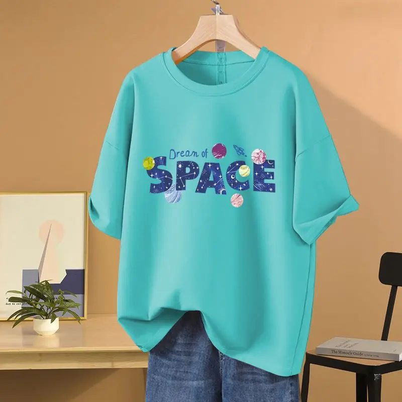 Women Letter Chic Printed O-neck T-shirt Summer Short Sleeve Casual Loose Pullovers Basics All Cotton Top Tees
Women Letter Chic Printed O-neck T-shirt Summer Short Sleeve Casual Loose Pullovers Basics All Cotton Top Tees