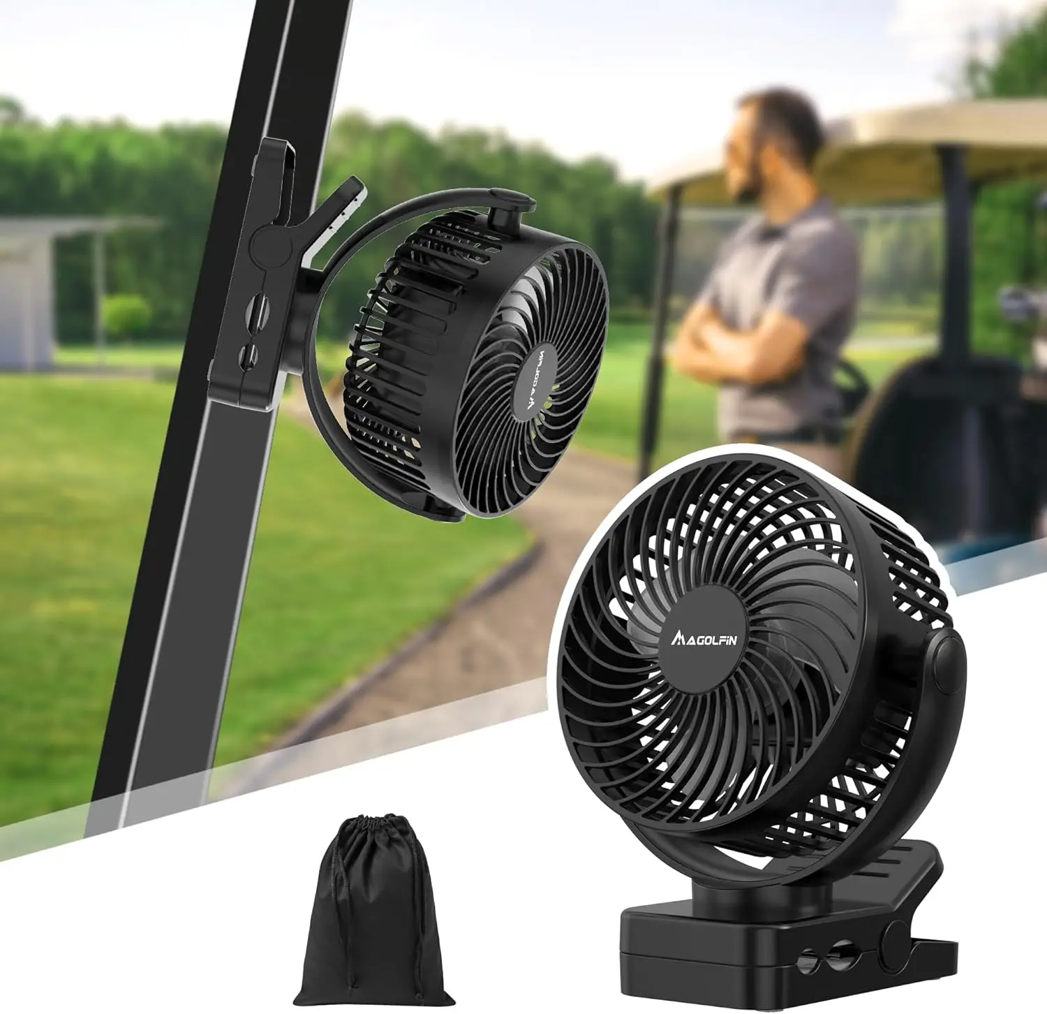 Magnetic Clip Fan for Golf Carts, 12000mAh Battery, 3 Speeds, LED Light, Portable Cooling Accessory
Magnetic Clip Fan for Golf Carts, 12000mAh Battery, 3 Speeds, LED Light, Portable Cooling Accessory