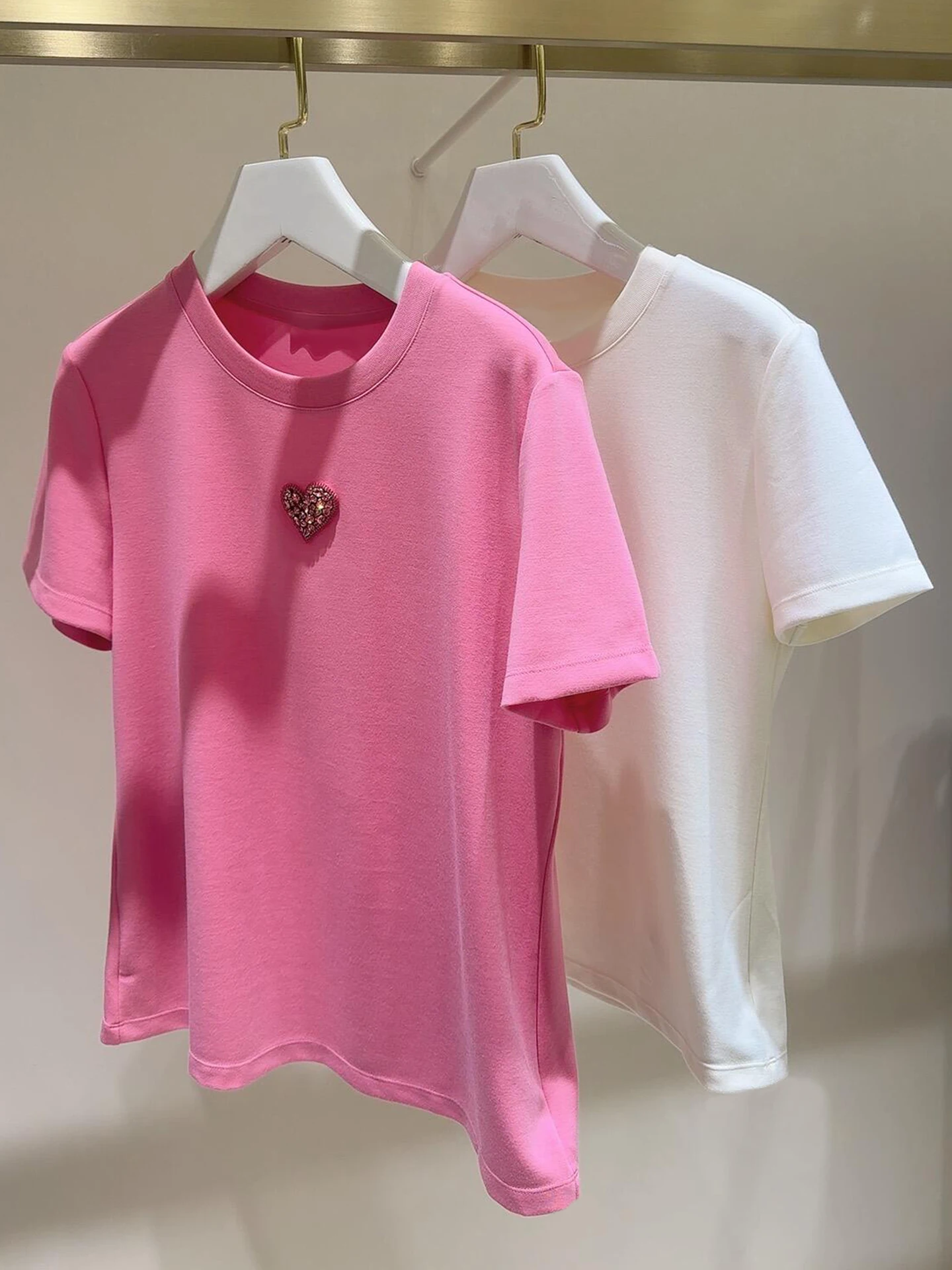 Sweet And Gentle Love Heart Rhinestone Pure Cotton T-Shirt Women's Top South Oil High End Summer Collection Breathable Short ...
Sweet And Gentle Love Heart Rhinestone Pure Cotton T-Shirt Women's Top South Oil High End Summer Collection Breathable Short ...