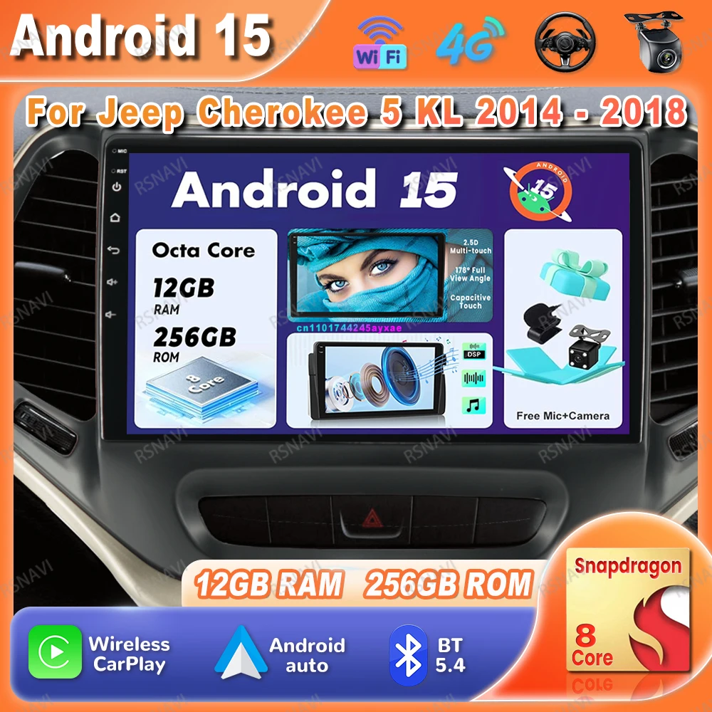 Car Radio Android 15 For Jeep Cherokee 5 KL 2014 - 2018 Navigation Multimedia 4G LTE Autoradio Qualcomm Stereo Viedo Player DVD
Car Radio Android 15 For Jeep Cherokee 5 KL 2014 - 2018 Navigation Multimedia 4G LTE Autoradio Qualcomm Stereo Viedo Player DVD