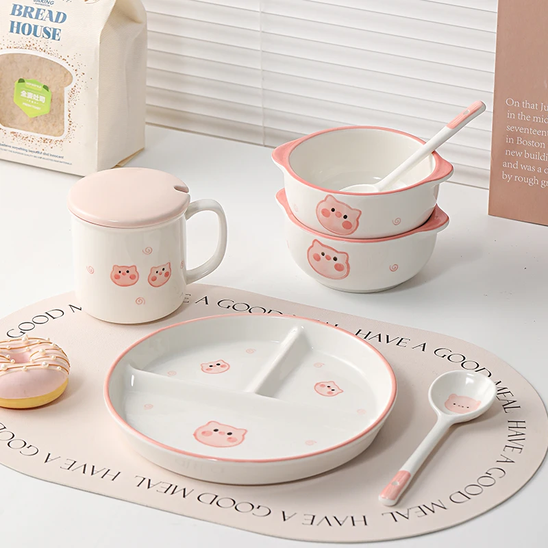 Cute pig and pig grid plate ceramic plate i high value fat reduction three grid plate one person tableware
Cute pig and pig grid plate ceramic plate i high value fat reduction three grid plate one person tableware
