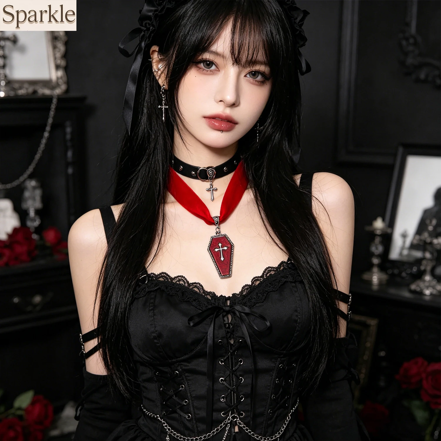 Gothic Coffin Cross Choker Necklace, Black & Red Velvet Ribbon, Vampire Style Pendant for Halloween & Goth
Gothic Coffin Cross Choker Necklace, Black & Red Velvet Ribbon, Vampire Style Pendant for Halloween & Goth