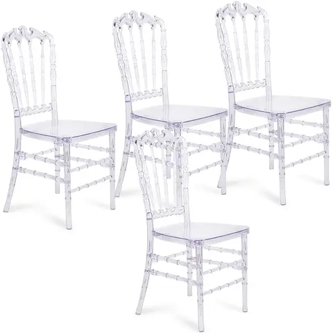 24pcs)Acrylic Transparent Crown Chiavari Crystal Dining Chairs for Wedding