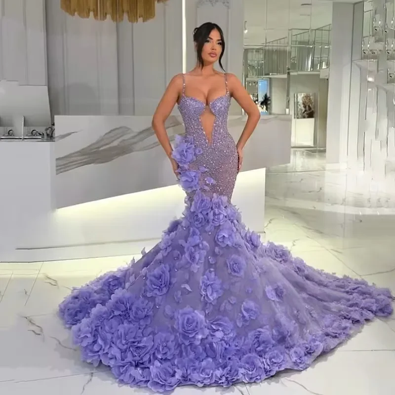Lavender Fishtail Prom Party Gowns For Women 2027 Saudi Arabia Strapless 3D Floral Hem Floor-length Formal Ball Gown Customized
Lavender Fishtail Prom Party Gowns For Women 2027 Saudi Arabia Strapless 3D Floral Hem Floor-length Formal Ball Gown Customized