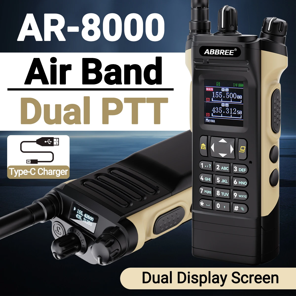ABBREE AR-8000 Walkie Talkie Dual PTT Двойной дисплей Многодиапазонная беспроводная частота копирования Высокомощная портативная радиолюбитель типа c
ABBREE AR-8000 Walkie Talkie Dual PTT Двойной дисплей Многодиапазонная беспроводная частота копирования Высокомощная портативная радиолюбитель типа c