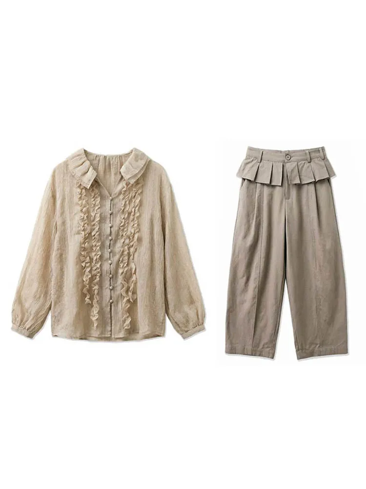 Casual Fashionable Women's Outfit 2026 New Style Elegant Doll Collar Long Sleeve Shirt Design Sense West Pants Two Piece Set
Casual Fashionable Women's Outfit 2026 New Style Elegant Doll Collar Long Sleeve Shirt Design Sense West Pants Two Piece Set