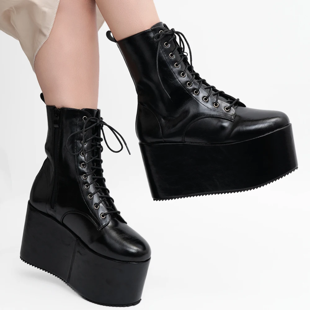 Unisex Extreme Platform Lace-Up Ankle Boots Gothic Style mid Calf Funky Shoes
Unisex Extreme Platform Lace-Up Ankle Boots Gothic Style mid Calf Funky Shoes