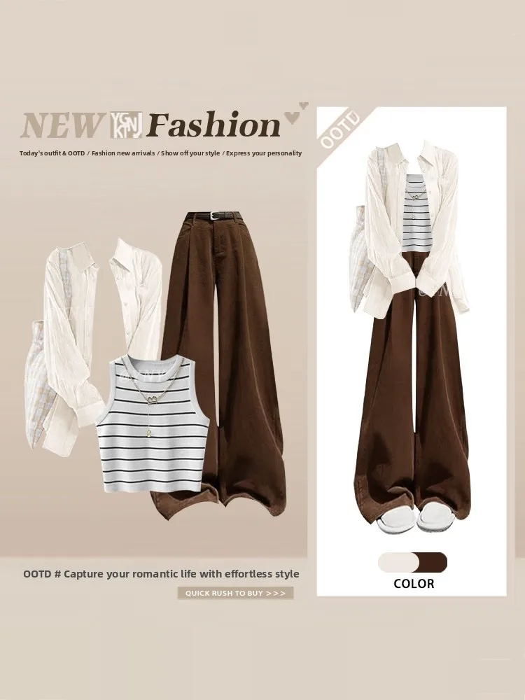 Korean Style Ins Apricot Gentle Retro Loose Sun Protection Shirt Casual Pants Three Piece Set Spring Season Striped ...
Korean Style Ins Apricot Gentle Retro Loose Sun Protection Shirt Casual Pants Three Piece Set Spring Season Striped ...