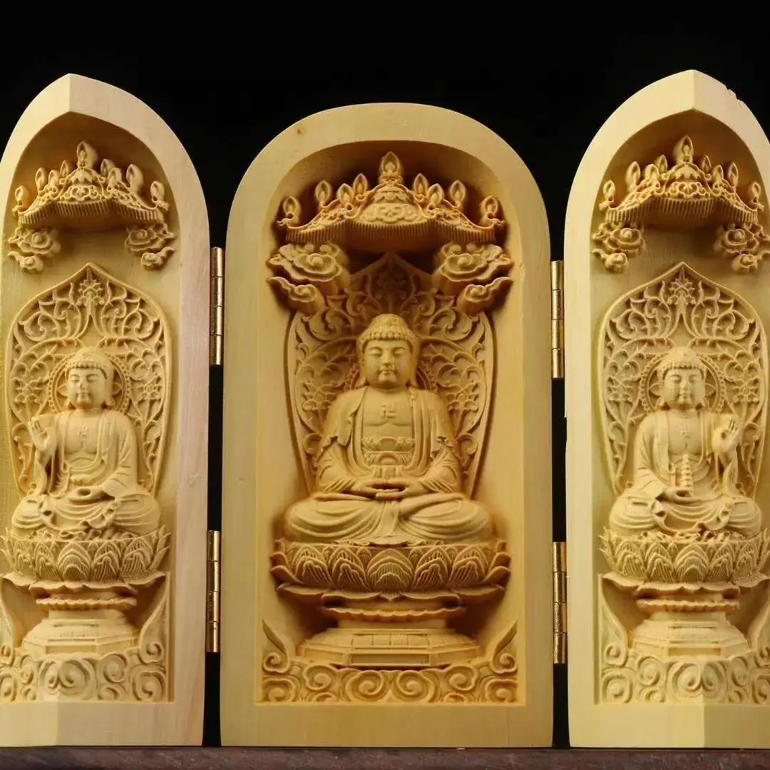 V8 boxwood carving Buddha statue home ornament portable casket Guanyin Guan Gongfang three holy three open box
V8 boxwood carving Buddha statue home ornament portable casket Guanyin Guan Gongfang three holy three open box