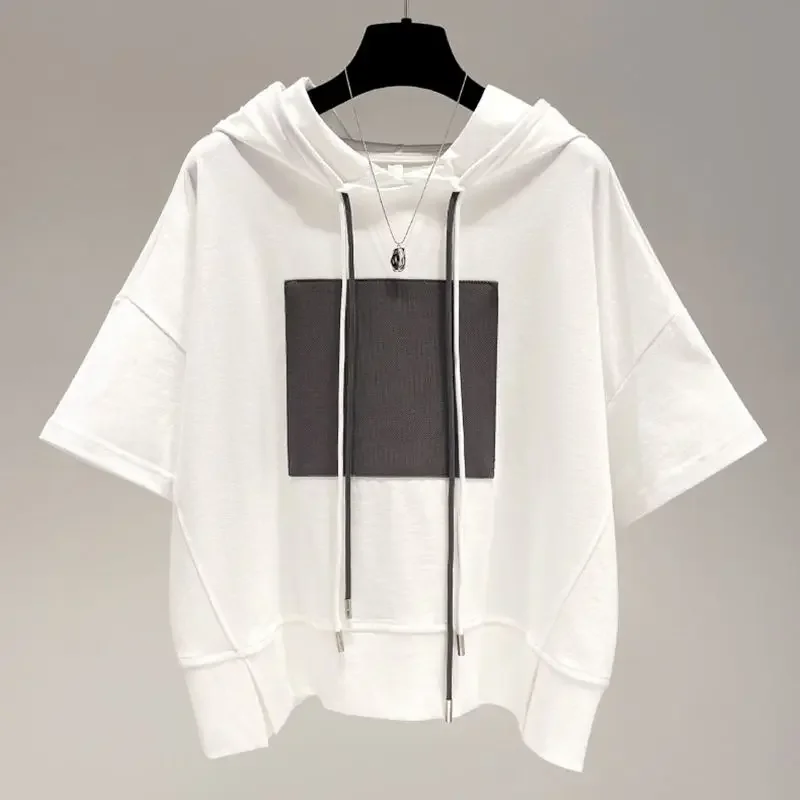 Oversized T Shirts Women Korean Style Casual Drawstring Hooded Short Sleeve T-shirt Summer Loose Fashion Tshirts Harajuku Z158
Oversized T Shirts Women Korean Style Casual Drawstring Hooded Short Sleeve T-shirt Summer Loose Fashion Tshirts Harajuku Z158