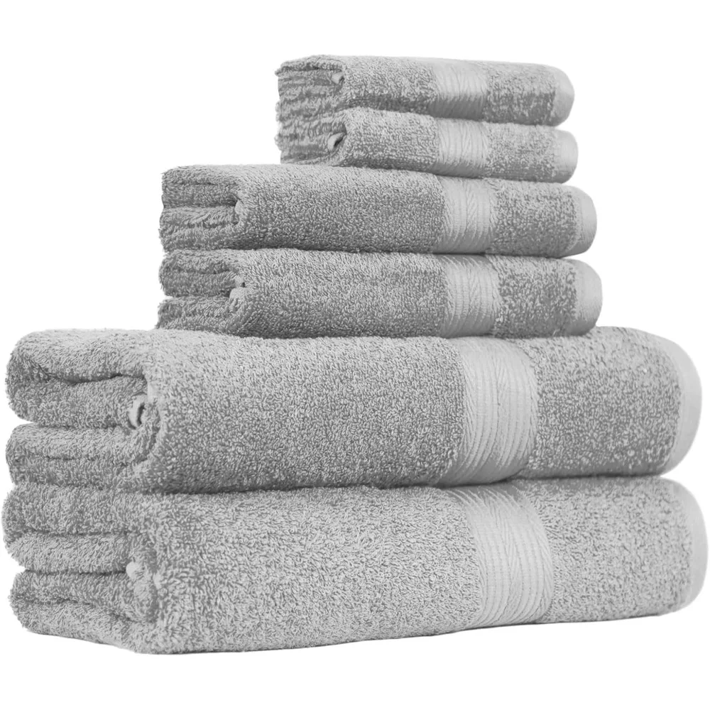 Six Piece Fade Resistant Cotton Towel Set with Bath Hand Washcloths Soft Absorbent Gray
Six Piece Fade Resistant Cotton Towel Set with Bath Hand Washcloths Soft Absorbent Gray