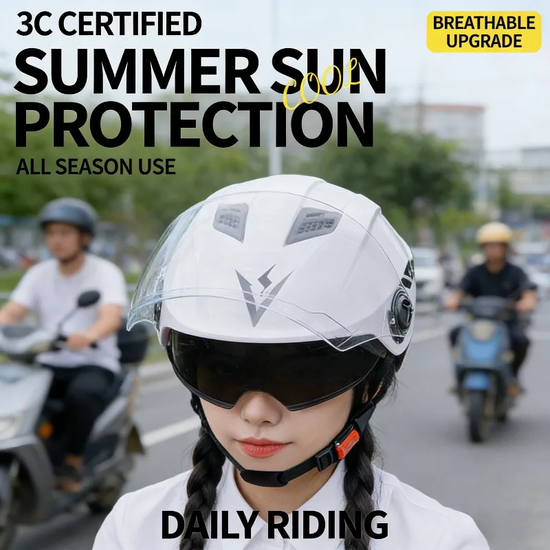 3C Certified Safety Helmet for Electric Motorcycle Scooter Men Women Summer Sun Protection Four Seasons Universal
3C Certified Safety Helmet for Electric Motorcycle Scooter Men Women Summer Sun Protection Four Seasons Universal