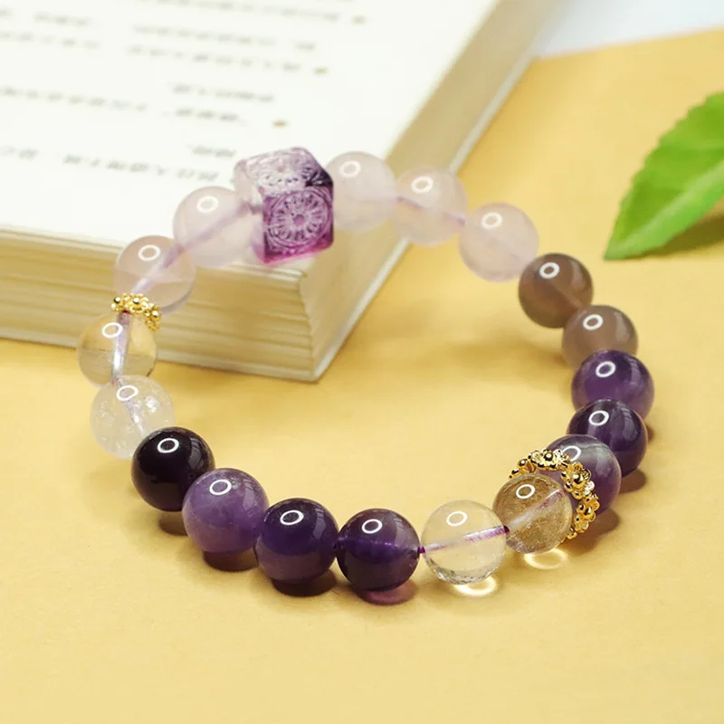 Nine Purple Fire Bracelet Amethyst Powder Crystal Duobao Glazed Square Bracelet
Nine Purple Fire Bracelet Amethyst Powder Crystal Duobao Glazed Square Bracelet