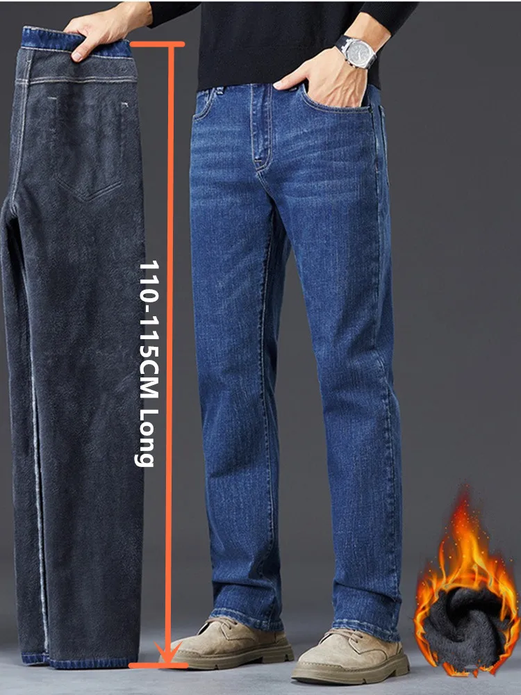 Men Extra Long Winter Jeans 110CM 115CM Fleece Warm Stretched Slim Fit Tall Guys Denim Trousers Cold-proof Lengthened Male Pants
Men Extra Long Winter Jeans 110CM 115CM Fleece Warm Stretched Slim Fit Tall Guys Denim Trousers Cold-proof Lengthened Male Pants