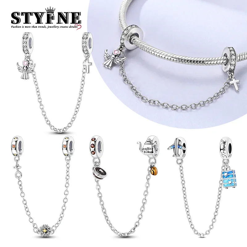 925 Sterling Silver The Angel Cross Heart Safety Chain Coffee Beads Fit Original Bracelets DIY Exsuqite Jewelry for Women Gifts
925 Sterling Silver The Angel Cross Heart Safety Chain Coffee Beads Fit Original Bracelets DIY Exsuqite Jewelry for Women Gifts