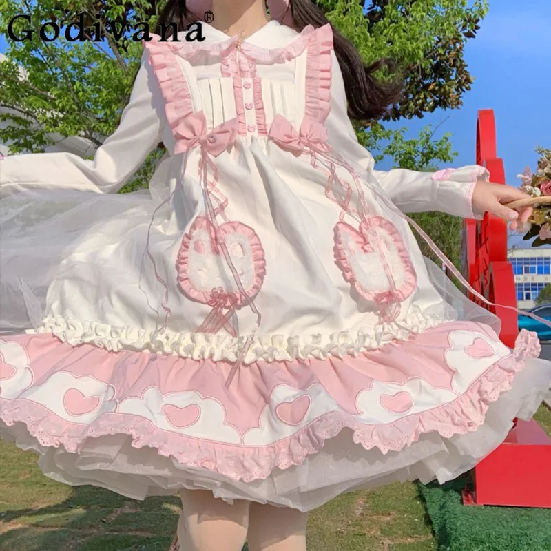 Spring Sweet Bow Peter Pan Collar High Waist A-line Lolita Suspender Dress Plus Size L-4XL Long Sleeve White Shirt Two-piece Set
Spring Sweet Bow Peter Pan Collar High Waist A-line Lolita Suspender Dress Plus Size L-4XL Long Sleeve White Shirt Two-piece Set