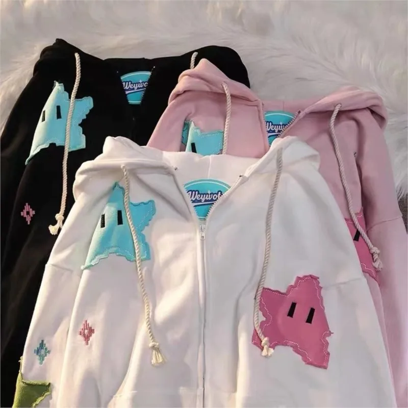 Harajuku Women Hoodies Y2k Star Patchwork Embroidery Zip Up Sweatshirt Gothic Oversized Hoodie Jacket Coat Streetwear Clothes
Harajuku Women Hoodies Y2k Star Patchwork Embroidery Zip Up Sweatshirt Gothic Oversized Hoodie Jacket Coat Streetwear Clothes