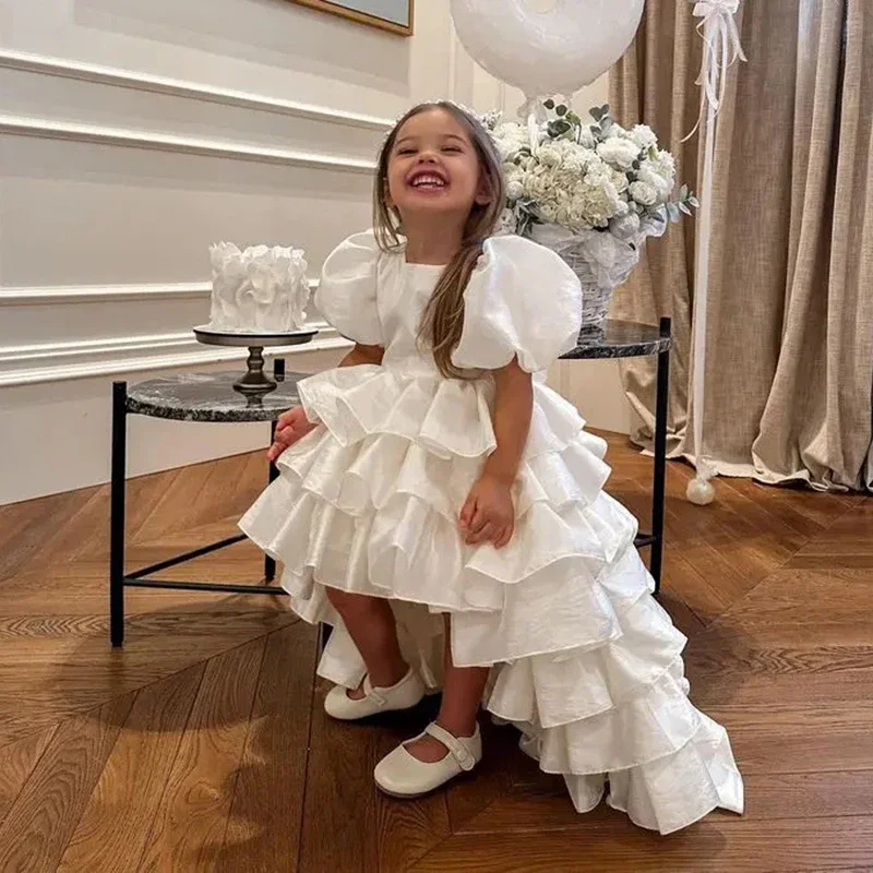 White Layered Flower Girl Dress For Wedding Puffy Satin With Bow Kid Birthday Party Princess Pageant Dress First Communion Gown
White Layered Flower Girl Dress For Wedding Puffy Satin With Bow Kid Birthday Party Princess Pageant Dress First Communion Gown