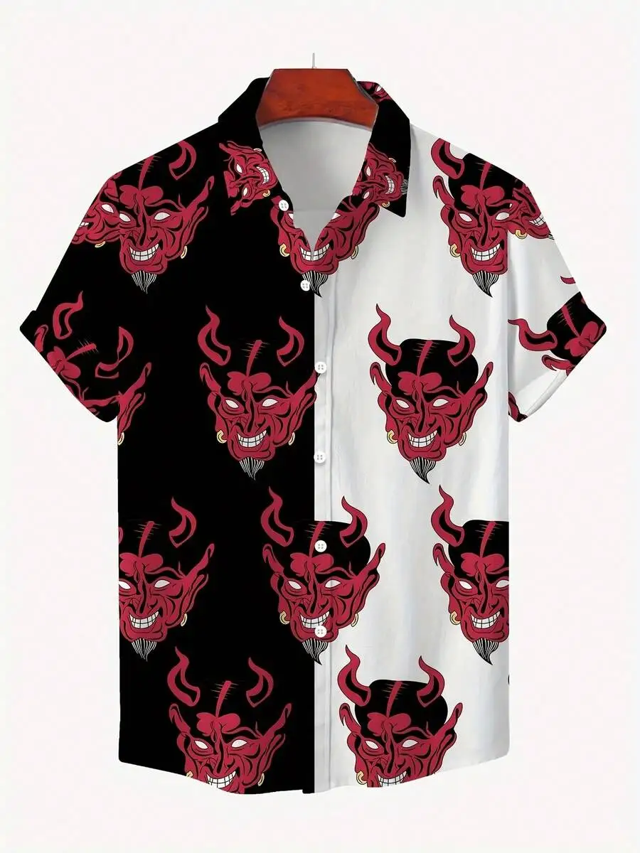 Mens 3D Printed Demonic Mask Pattern Casual Short Sleeve Button Down Shirt
Mens 3D Printed Demonic Mask Pattern Casual Short Sleeve Button Down Shirt