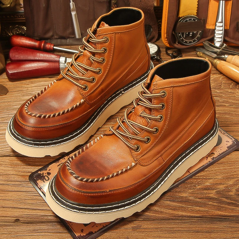 Winter New Men's High Top Boots Retro American Sle Casual Faion Work Boots Leather oes berd Brand
Winter New Men's High Top Boots Retro American Sle Casual Faion Work Boots Leather oes berd Brand