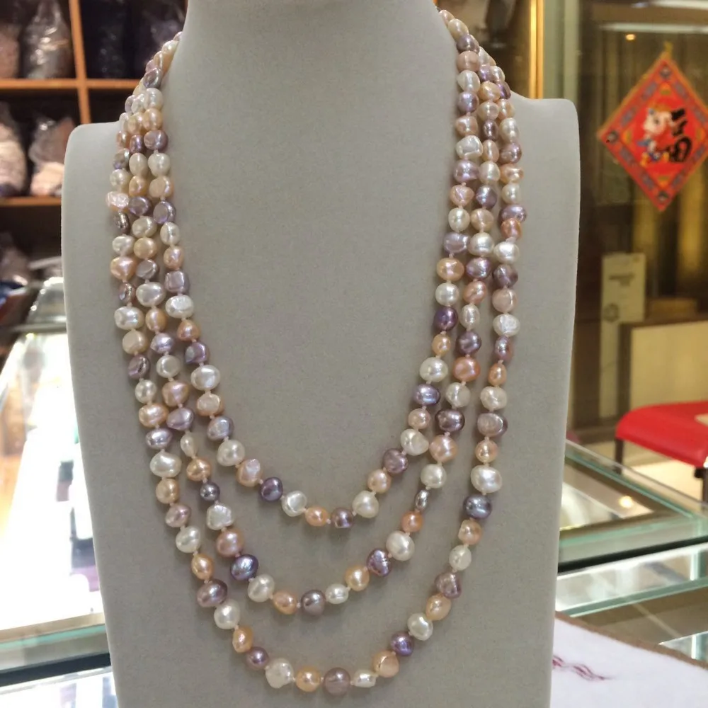 NEW long 60"7-8mm baroque white+Pink+Purple freshwater pearl necklace AAA
NEW long 60"7-8mm baroque white+Pink+Purple freshwater pearl necklace AAA