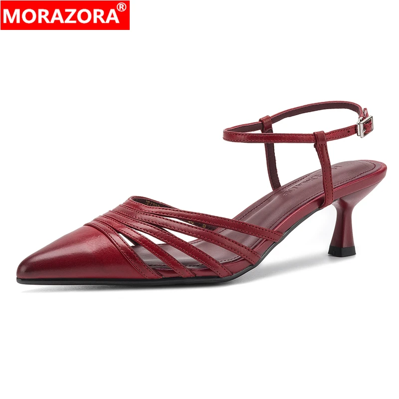 MORAZORA Size 34-42 New Genuine Leather Sandals Women Pointed Toe High Heels Sandals Buckle Strap Office Dress Shoes
MORAZORA Size 34-42 New Genuine Leather Sandals Women Pointed Toe High Heels Sandals Buckle Strap Office Dress Shoes