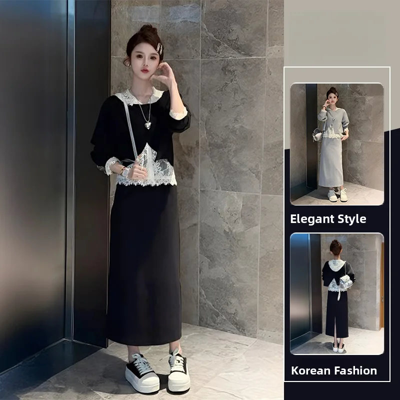 Chic Korean Style Long Sleeve Lace Sweatshirt Jacket Three Piece Set Fashionable Autumn Collection Polyester Fabric Casual Wear
Chic Korean Style Long Sleeve Lace Sweatshirt Jacket Three Piece Set Fashionable Autumn Collection Polyester Fabric Casual Wear
