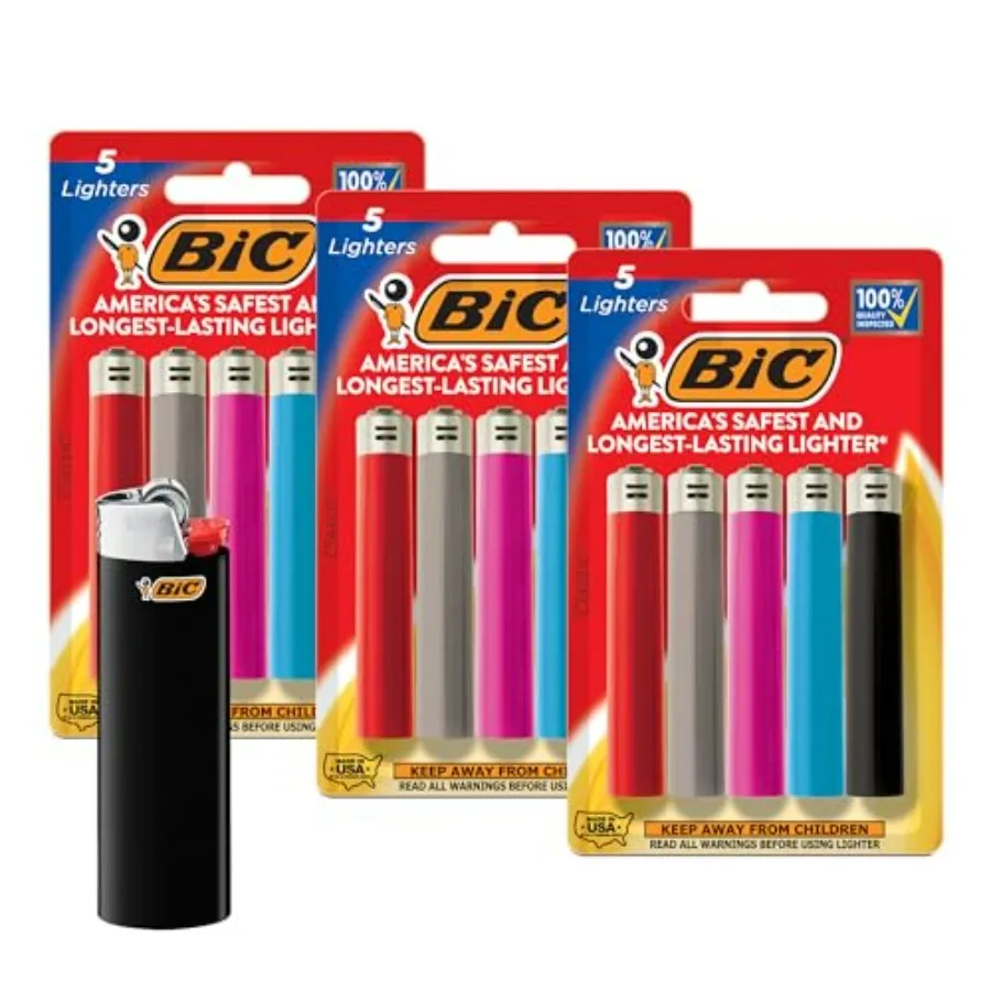 Maxi Pocket Lighters, Long-Lasting Flame and Colorful Designs, Classic Collection, 15-Pack Colors May Vary
Maxi Pocket Lighters, Long-Lasting Flame and Colorful Designs, Classic Collection, 15-Pack Colors May Vary