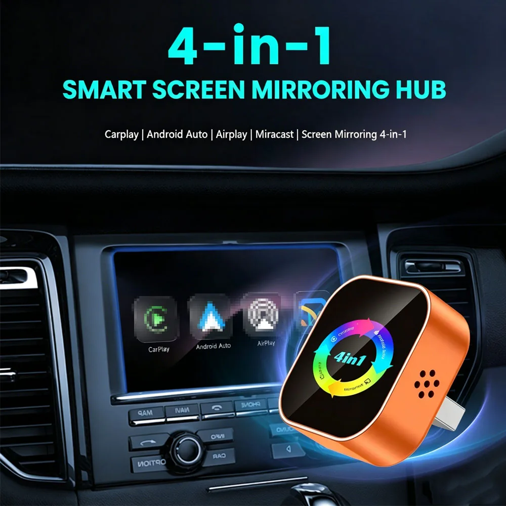 4-In-1 Wireless Carplay Adapter For Carplay Android Auto Airplay Mirror Link Screen Plug and Play Bluetooth For IOS Android
4-In-1 Wireless Carplay Adapter For Carplay Android Auto Airplay Mirror Link Screen Plug and Play Bluetooth For IOS Android