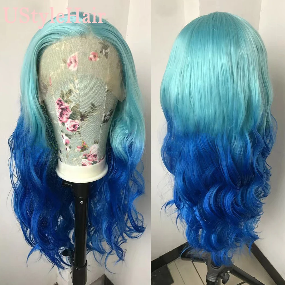 UStyleHair Ombre Blue Long Body Wave Wig Fashion Color Synthetic Lace Front Wig Light Roots Heat Resistant Fiber Hair Daily Use
UStyleHair Ombre Blue Long Body Wave Wig Fashion Color Synthetic Lace Front Wig Light Roots Heat Resistant Fiber Hair Daily Use