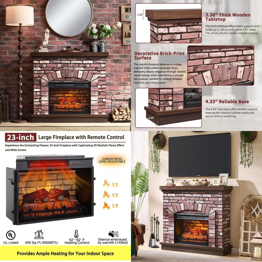 Rustic Farmhouse Style Electric Fireplace TV Stand with 23 Heater, Mantel Included, Remote Control for Modern Living
Rustic Farmhouse Style Electric Fireplace TV Stand with 23 Heater, Mantel Included, Remote Control for Modern Living