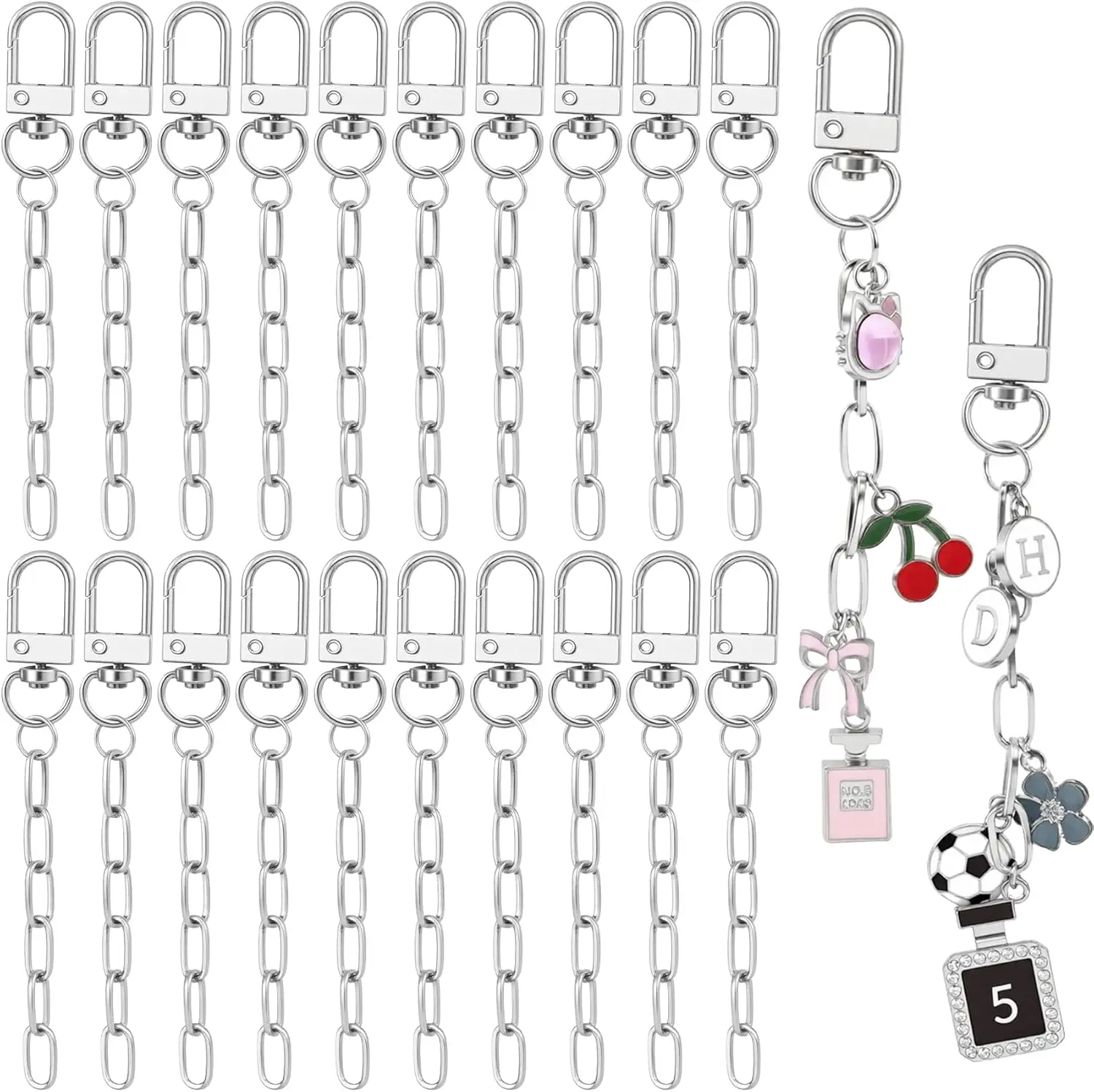 20pcs Silver Keychain Kit DIY Craft Jewelry Bag Charm Accessories
20pcs Silver Keychain Kit DIY Craft Jewelry Bag Charm Accessories