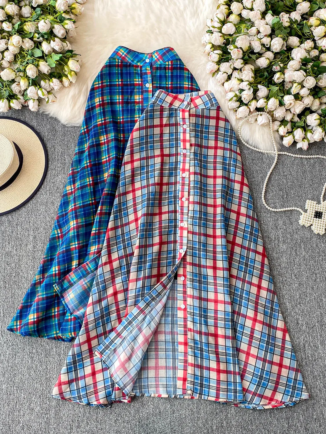 Blue Plaid High Waist Midi Skirt Women's Summer Design Slit Single Button Slimming A-Line Skirt Commute Korean Sle
Blue Plaid High Waist Midi Skirt Women's Summer Design Slit Single Button Slimming A-Line Skirt Commute Korean Sle