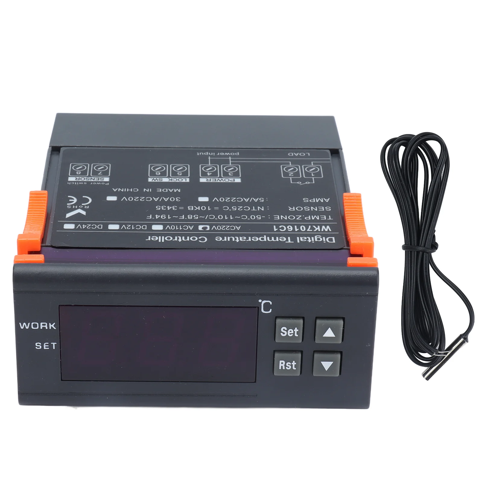 AC220V/5A Digital Temperature Controller Electronic Temp Control Thermostat with LCD Display Probe
AC220V/5A Digital Temperature Controller Electronic Temp Control Thermostat with LCD Display Probe