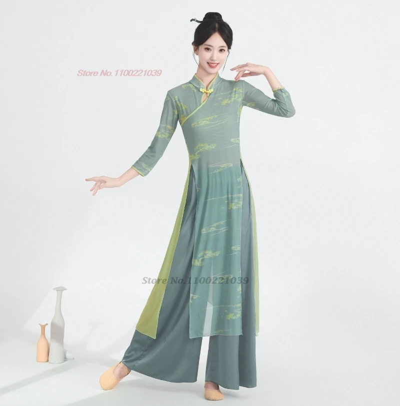 2025 chinese vintage dance folk dress chinese traditional flower print mesh qipao tops+pants set training exercise performance
2025 chinese vintage dance folk dress chinese traditional flower print mesh qipao tops+pants set training exercise performance