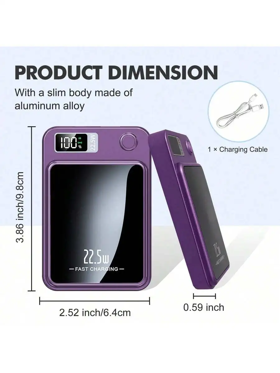 Slim Aluminum Alloy Magnetic Power Bank 22.5W Fast Charging 10000mAh Portable USB-C Charger For iPhone Android
Slim Aluminum Alloy Magnetic Power Bank 22.5W Fast Charging 10000mAh Portable USB-C Charger For iPhone Android