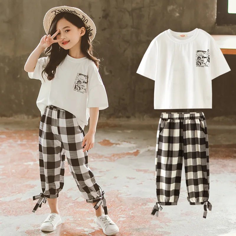 Summer Clothing for Girls Short Sleeve T-shirt Plaid Pants 2pc Set Baby Girl Boutique Outfits Kids Clothes Suits Pink
Summer Clothing for Girls Short Sleeve T-shirt Plaid Pants 2pc Set Baby Girl Boutique Outfits Kids Clothes Suits Pink