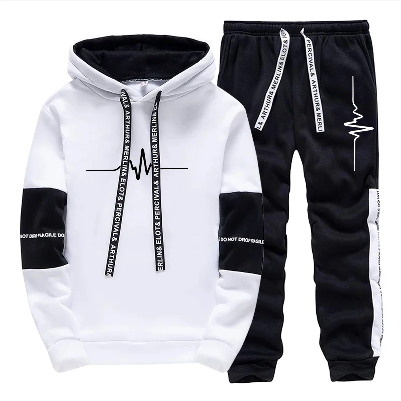 Hot Sales Mens Tracksuit Print Casual Hoodies Outifis Sweatshirts Sweatpants 2 Pcs Set High Quality Daily Black White Mens Suit
Hot Sales Mens Tracksuit Print Casual Hoodies Outifis Sweatshirts Sweatpants 2 Pcs Set High Quality Daily Black White Mens Suit