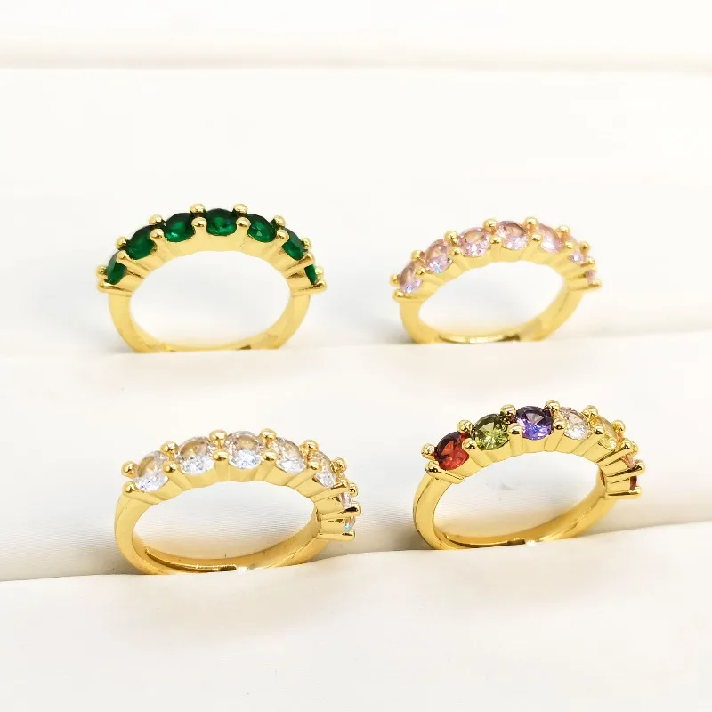 18K Gold Plated Half Eternity Ring Multi-Color Cubic Zirconia Adjustable Band Fashion Statement Jewelry for Women Daily Wear
18K Gold Plated Half Eternity Ring Multi-Color Cubic Zirconia Adjustable Band Fashion Statement Jewelry for Women Daily Wear