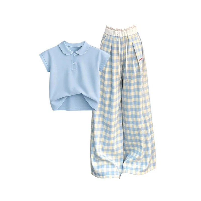 2026 Kids Girls Clothing Sets Fashion Short Sleeve Cute Polo T-Shirts + Plaid Wide Leg Pants 2PCS Summer Casual Children Clothes
2026 Kids Girls Clothing Sets Fashion Short Sleeve Cute Polo T-Shirts + Plaid Wide Leg Pants 2PCS Summer Casual Children Clothes