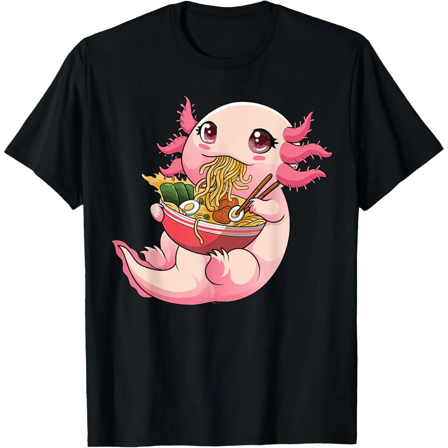 Axolotl Eating Ramen Graphic Tee Cute Kawaii Animal Lover Short Sleeve T-Shirt for Men
Axolotl Eating Ramen Graphic Tee Cute Kawaii Animal Lover Short Sleeve T-Shirt for Men