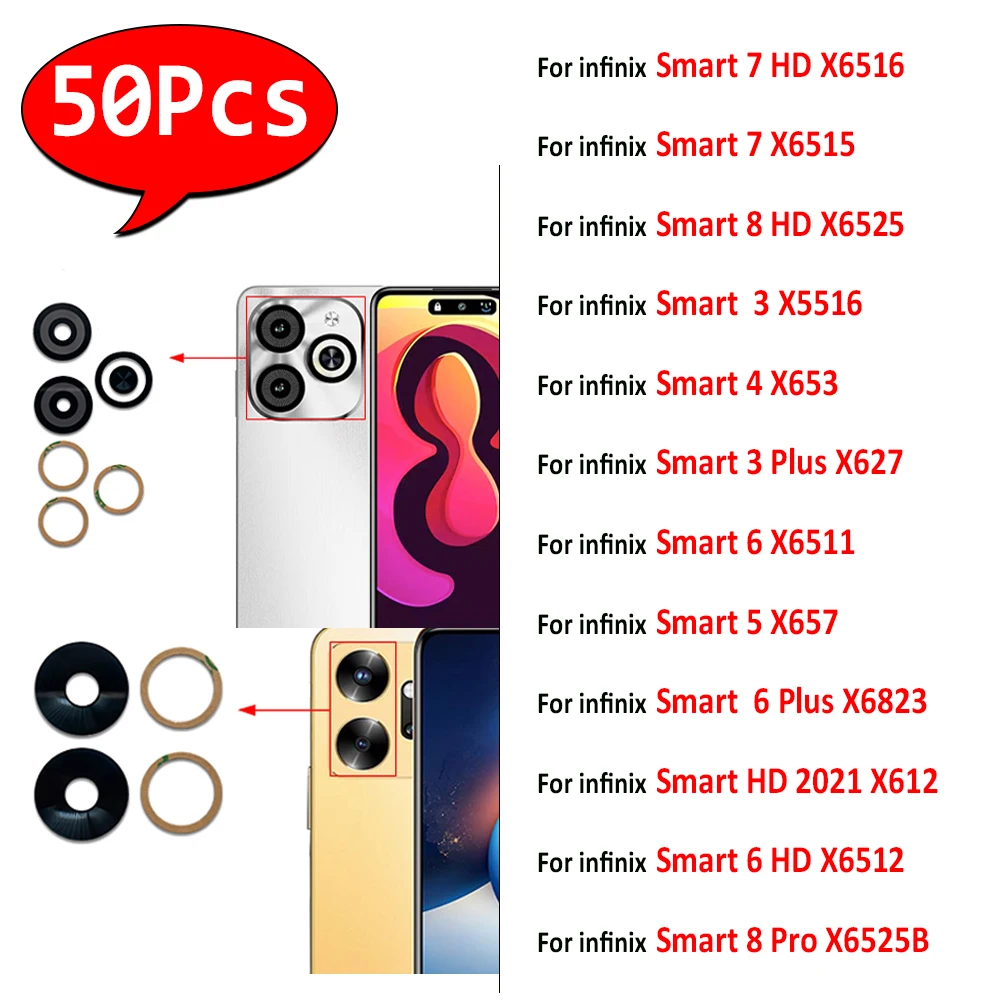 50 шт., стеклянная линза задней камеры с клеем для Infinix Smart 7 8 HD 3 Plus 4 6HD 5 8 Pro X6516 X6515 X6525 X5516 X6511
50 шт., стеклянная линза задней камеры с клеем для Infinix Smart 7 8 HD 3 Plus 4 6HD 5 8 Pro X6516 X6515 X6525 X5516 X6511