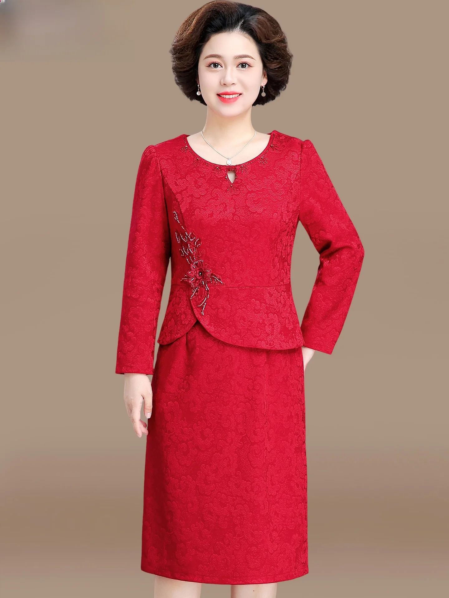 Ele Red Wedding Dr for Mom Middle-Aged And ly Women Spring Autumn Faion Chinese New Year Par Dr Long Sve
Ele Red Wedding Dr for Mom Middle-Aged And ly Women Spring Autumn Faion Chinese New Year Par Dr Long Sve