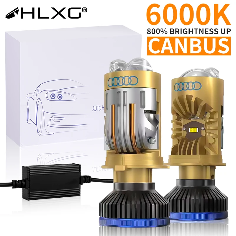 HLXG H4 Bi LED Headlights Projector Lens Canbus CSP 6000K 7580 CSP Chips Turbo Hi/Lo Dual Beam 1:1 Mini Diodes 2PCS Plug&Play
HLXG H4 Bi LED Headlights Projector Lens Canbus CSP 6000K 7580 CSP Chips Turbo Hi/Lo Dual Beam 1:1 Mini Diodes 2PCS Plug&Play