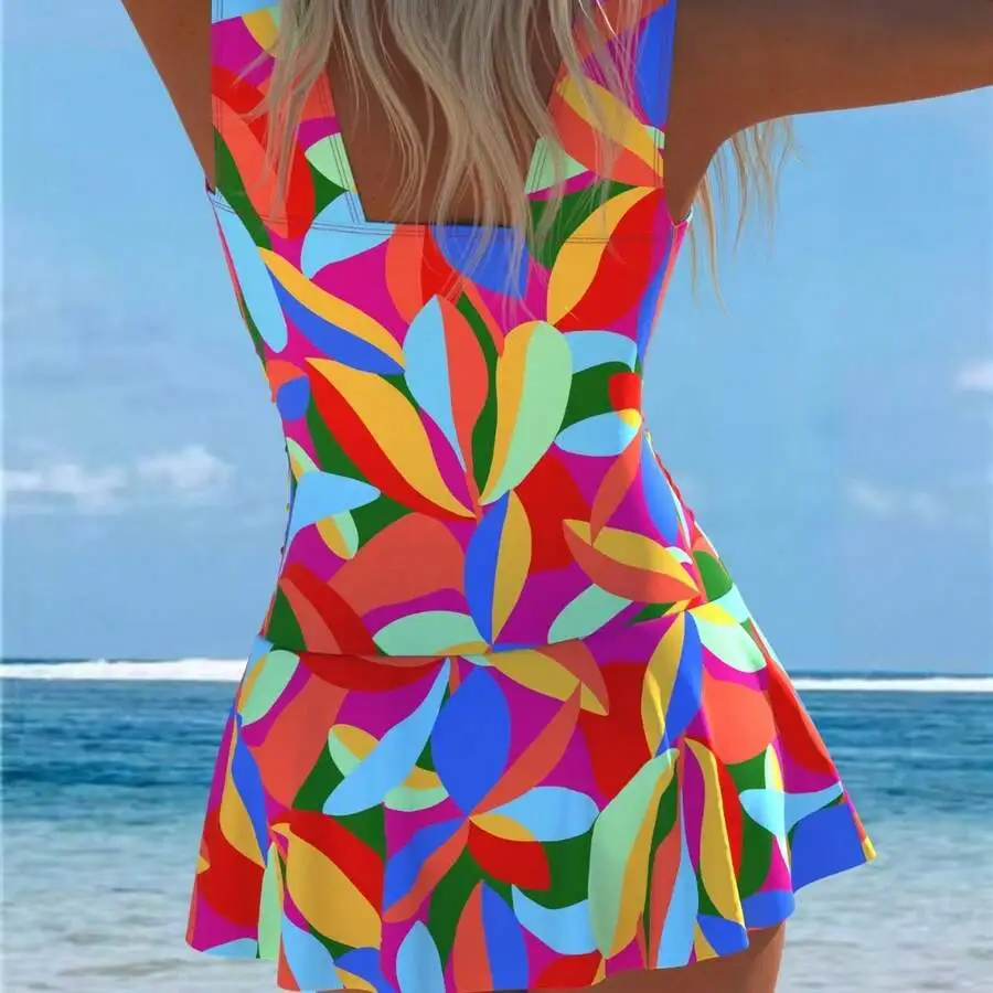 Womens Sporty One Piece Swim Dress With Flowy Skirt Hem Multi Color Beach Bathing Suit
Womens Sporty One Piece Swim Dress With Flowy Skirt Hem Multi Color Beach Bathing Suit