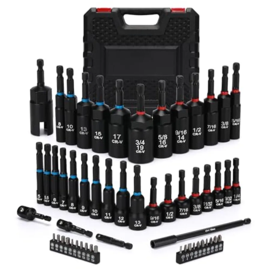 55PCS Magnetic Nut Driver Set Impact Driver Bit Set Deep Nut Driver Set Impact Socket Adapters Wing Nut Driver Bit Extension 6"
55PCS Magnetic Nut Driver Set Impact Driver Bit Set Deep Nut Driver Set Impact Socket Adapters Wing Nut Driver Bit Extension 6"