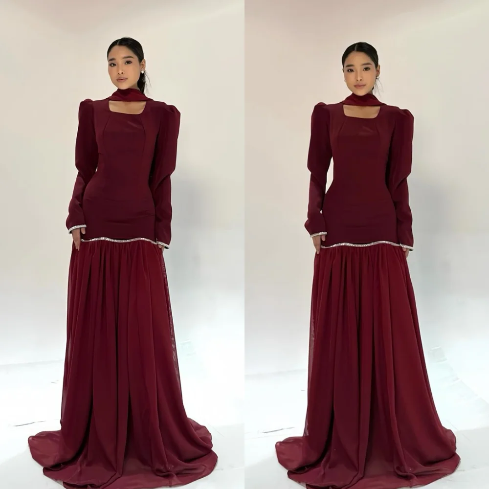 Customized Simple Burgundy Chiffon Evening Dress Classic Square Collar Long Sleeves Homecoming Dresses Fashion Party Gowns
Customized Simple Burgundy Chiffon Evening Dress Classic Square Collar Long Sleeves Homecoming Dresses Fashion Party Gowns