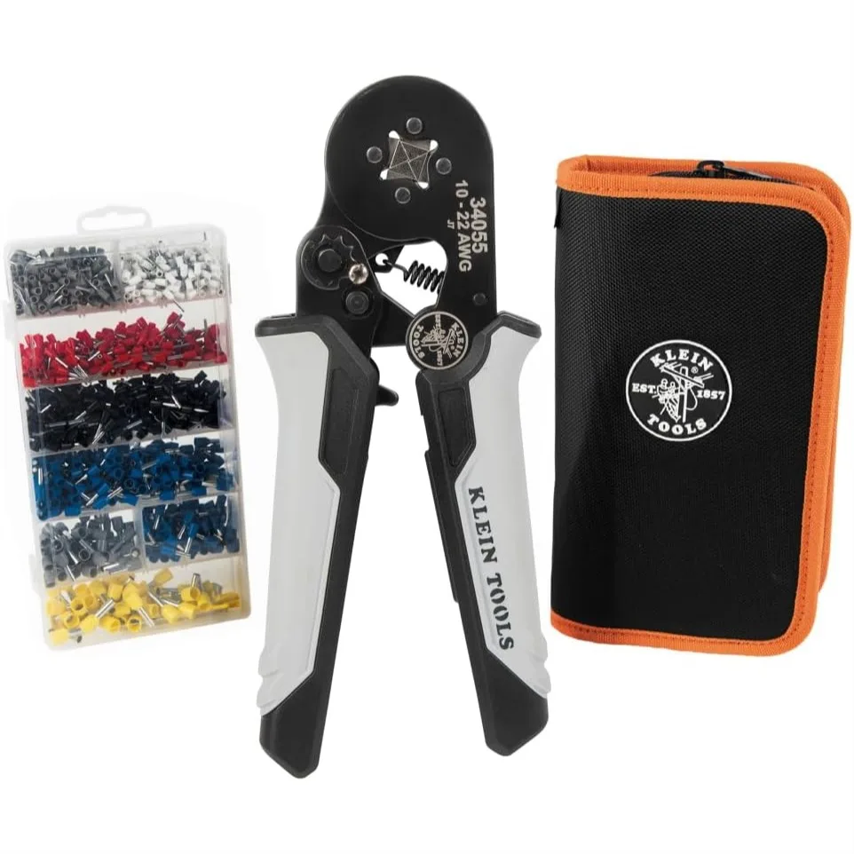 Ratcheting Square Ferrule Crimping Tool Set, 10-22 AWG Wire Terminals 1200-Piece Kit with Soft Carrying Case for Electrical
Ratcheting Square Ferrule Crimping Tool Set, 10-22 AWG Wire Terminals 1200-Piece Kit with Soft Carrying Case for Electrical